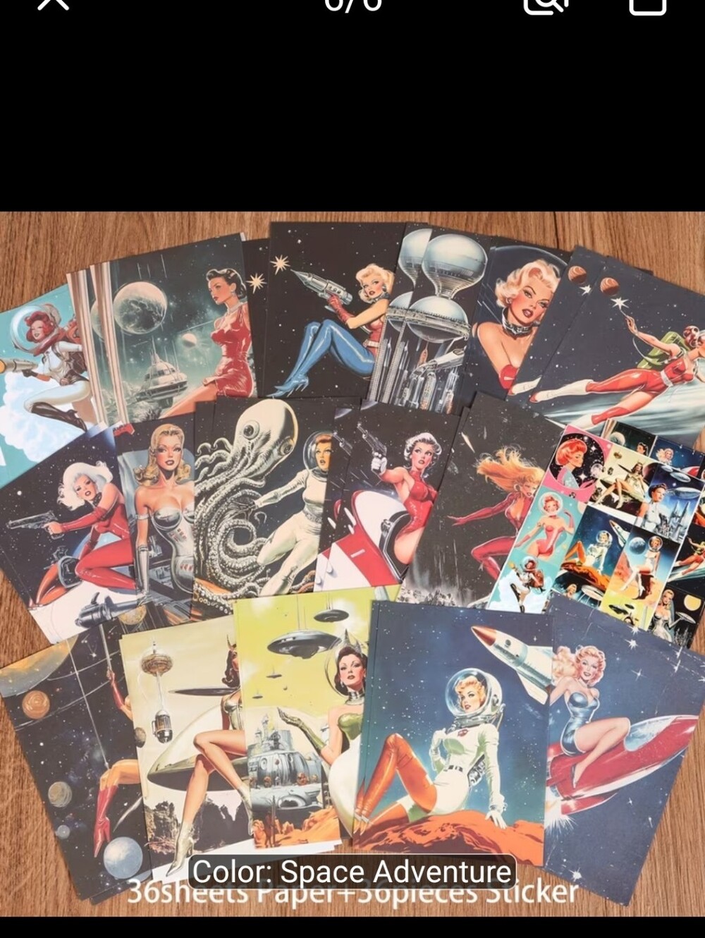 Retro Space Adventure Pin-Up Art Prints & Stickers - 2 Styles